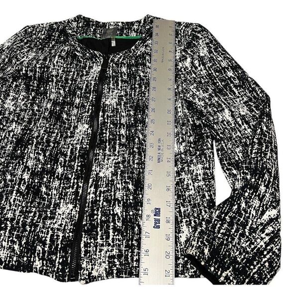 Vince Camuto‎ Women's M Blazer Jacket Black White Zip Abstract Speckled Textured - Picture 3 of 13